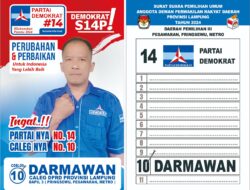 Sekarang Saatnya, Darmawan No Urut 10 Caleg DPRD Provinsi Lampung Partai Demokrat Siap Wakili Suara Anda