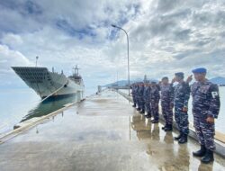 TNI AL Lanal Ranai Merflug KRI Teluk Lampung -540 Dalam Rangka  Embrarkasi Pasukan Marinir Purna Tugas Satgas Hanla Laut Natuna IV TAHUN 2023.