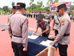 Kapolres Bintan Pimpin Upacara Setijab PJU Polres Bintan di Lapangan Bhayangkara