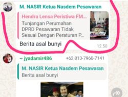 Diduga M.Nasir Gusar Dengan Berita Perumahan DPRD Pesawaran di Group WhatsApp, Ada Apa Gerangan !