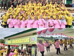 Jaga Kebugaran,Prajurit Kodim 1209/Bky beserta Persit KCK Cabang LVI Kodim 1209/Bky Menggelar Senam Bersama