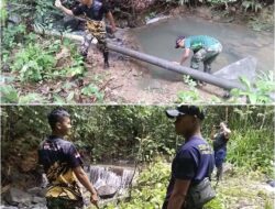 Satgas Pamtas Yonzipur 5/ABW Bersama Warga Melakukan Perbaikan Pipa Air Bersih