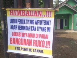 Pemilik Tanah Pasang Banner Tegas, Minta Tiang WiFi Tanpa Izin Segera Dipindahkan